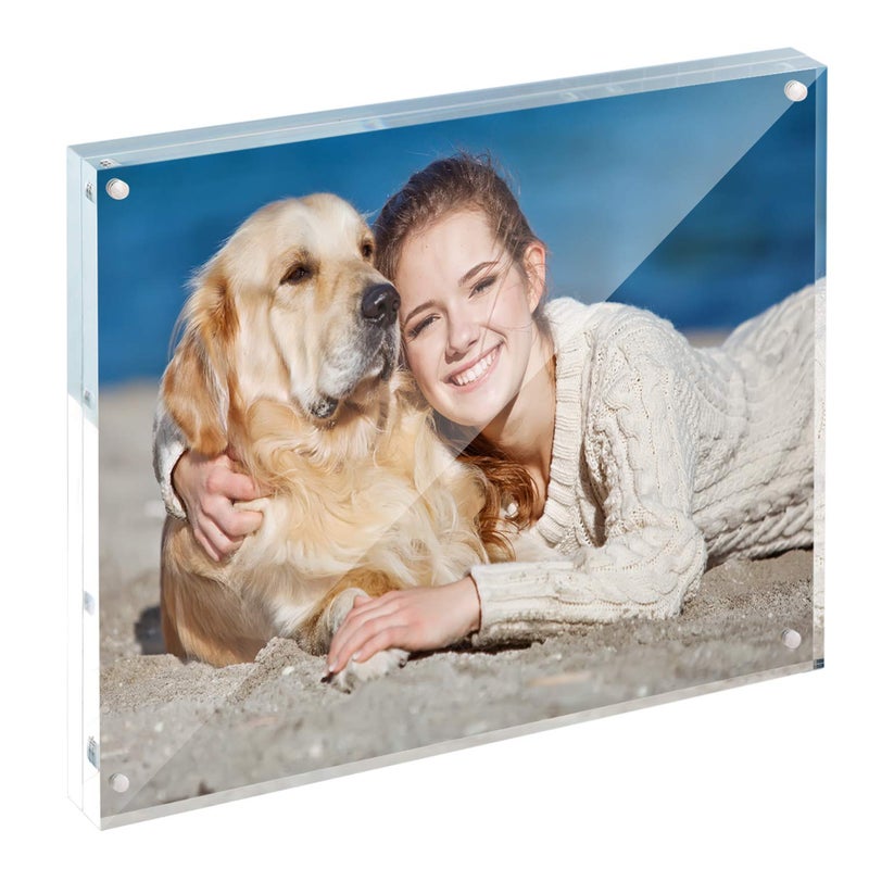 TWING 3.5x5 Inch Acrylic Picture Frame Horizontal Magnet Double Sided Photo Frame with Microfiber Cloth,12 + 12MM Thickness Clear Picture Frame Desktop Acrylic Photo Frame Display Gifts Ideal - Image 1